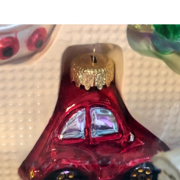 NIB Childs Glass Christmas Ornaments Motorcycle Sailboat Plane Bug Car - Picture 6 of 8